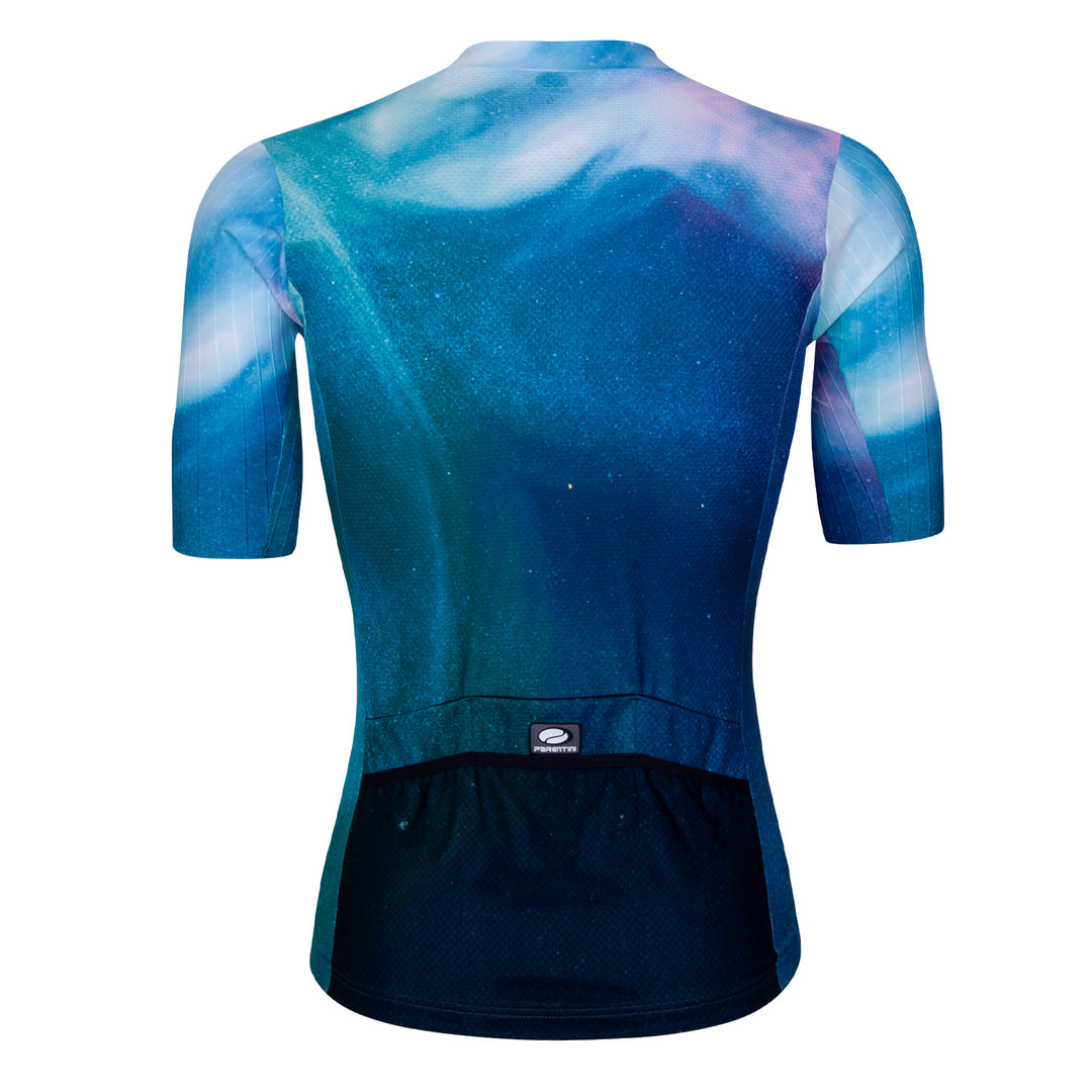 Parentini Boreale INGA wielershirt — achterzijde heren fietsshirt 6 zakken: 3 achterzakken + 3 extra mesh-zakken collectie 2026 Brakeaway