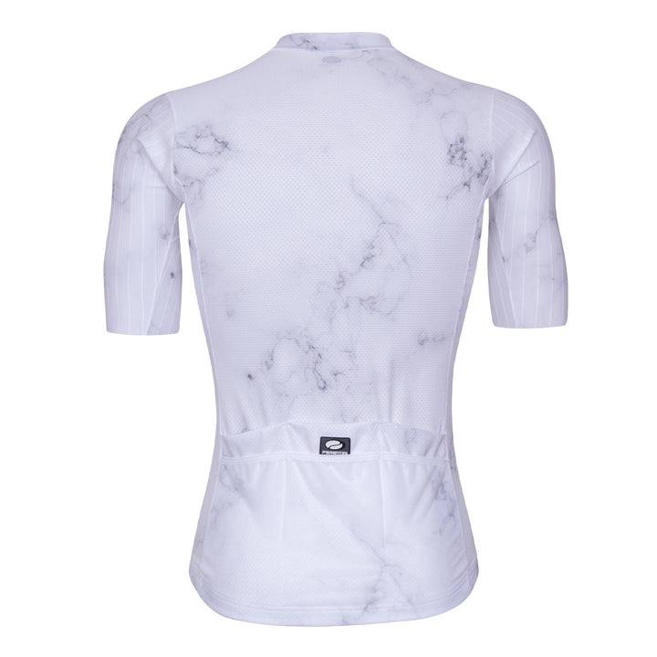 Parentini Marmo 50 INGA wit achterzijde — marmertextuur drie achterzakken en Parentini label jersey heren