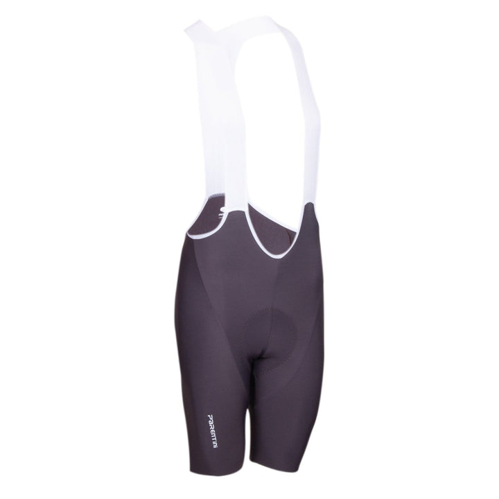 Parentini Forte Inga Super Roubaix bib short chocoladebruin — vooraanzicht thermische bibs-constructie